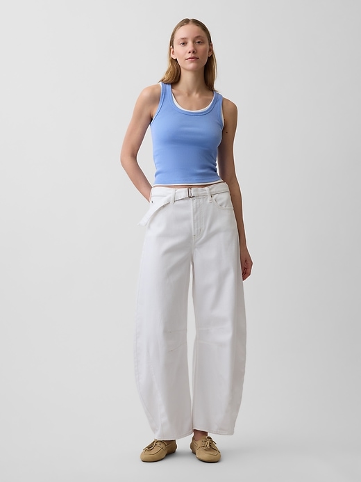 Image number 1 showing, High Rise UltraSoft Belted Horseshoe Jeans