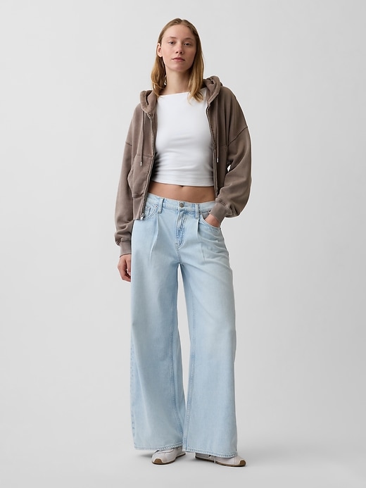 Image number 1 showing, Mid Rise UltraSoft Pleated Baggy Jeans