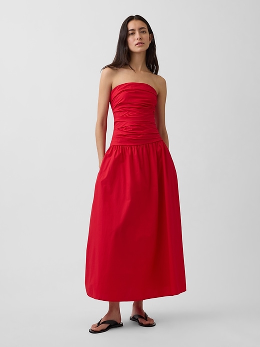Image number 1 showing, Poplin Drop-Waist Maxi Dress