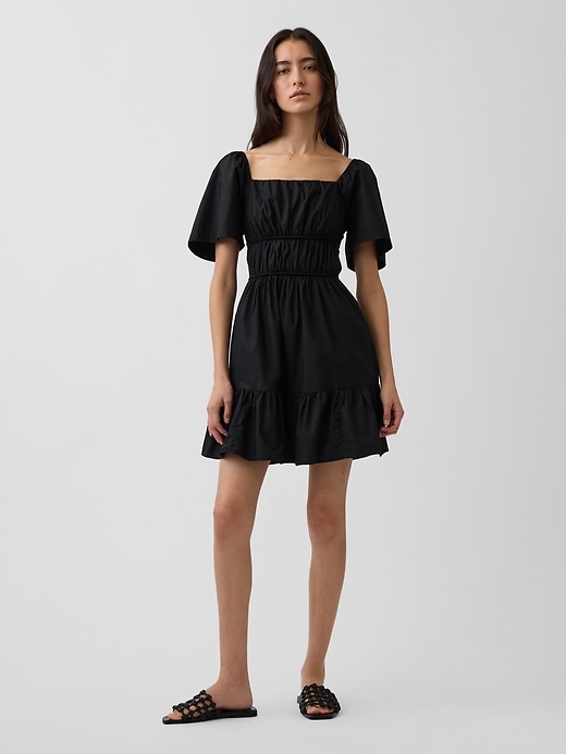 Image number 1 showing, Poplin Flutter-Sleeve Mini Dress