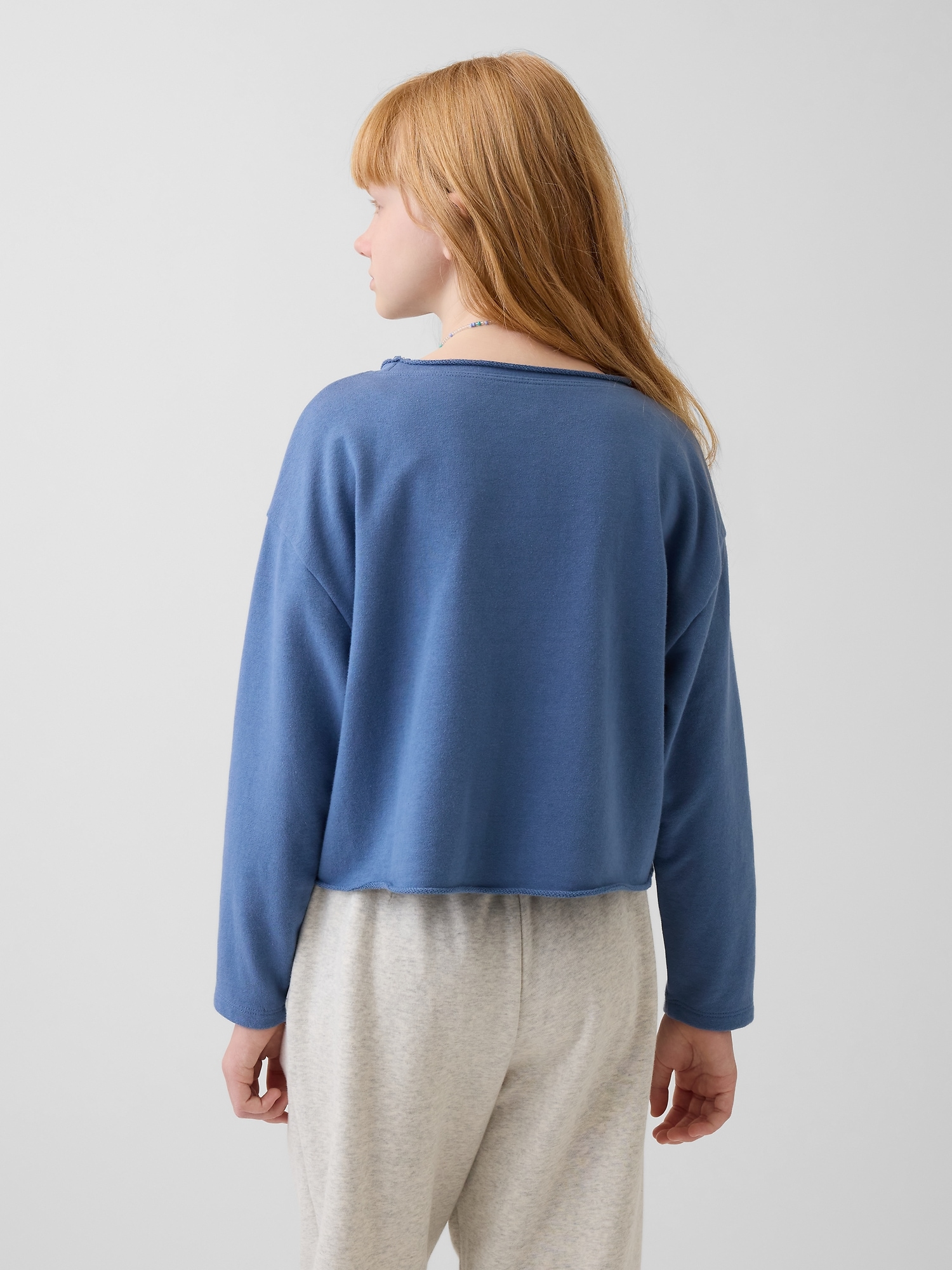 Kids French Terry Wide-Neck Logo Sweatshirt