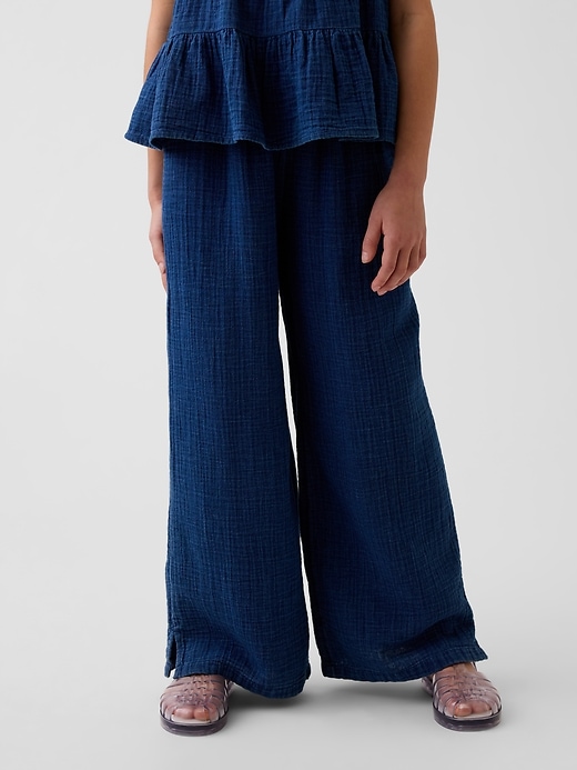 Image number 3 showing, Kids Cotton Gauze Relaxed Wide-Leg Pants