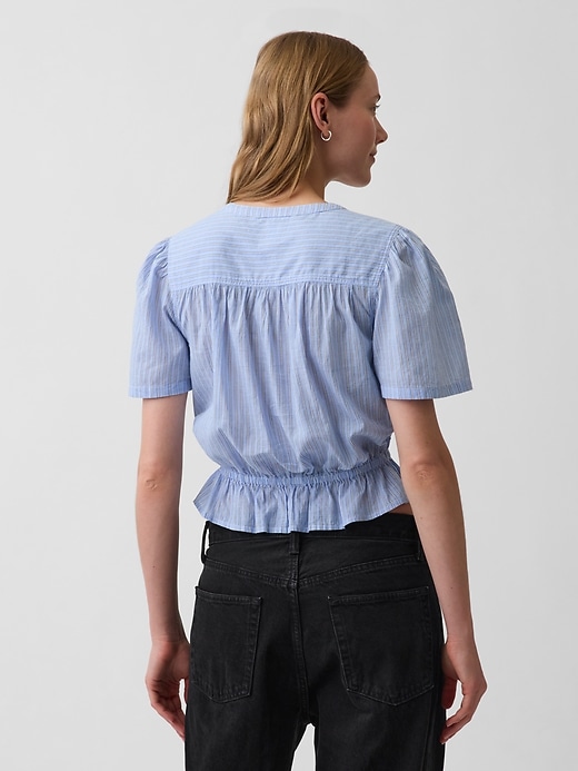Image number 3 showing, Button-Front Crop Peplum Top