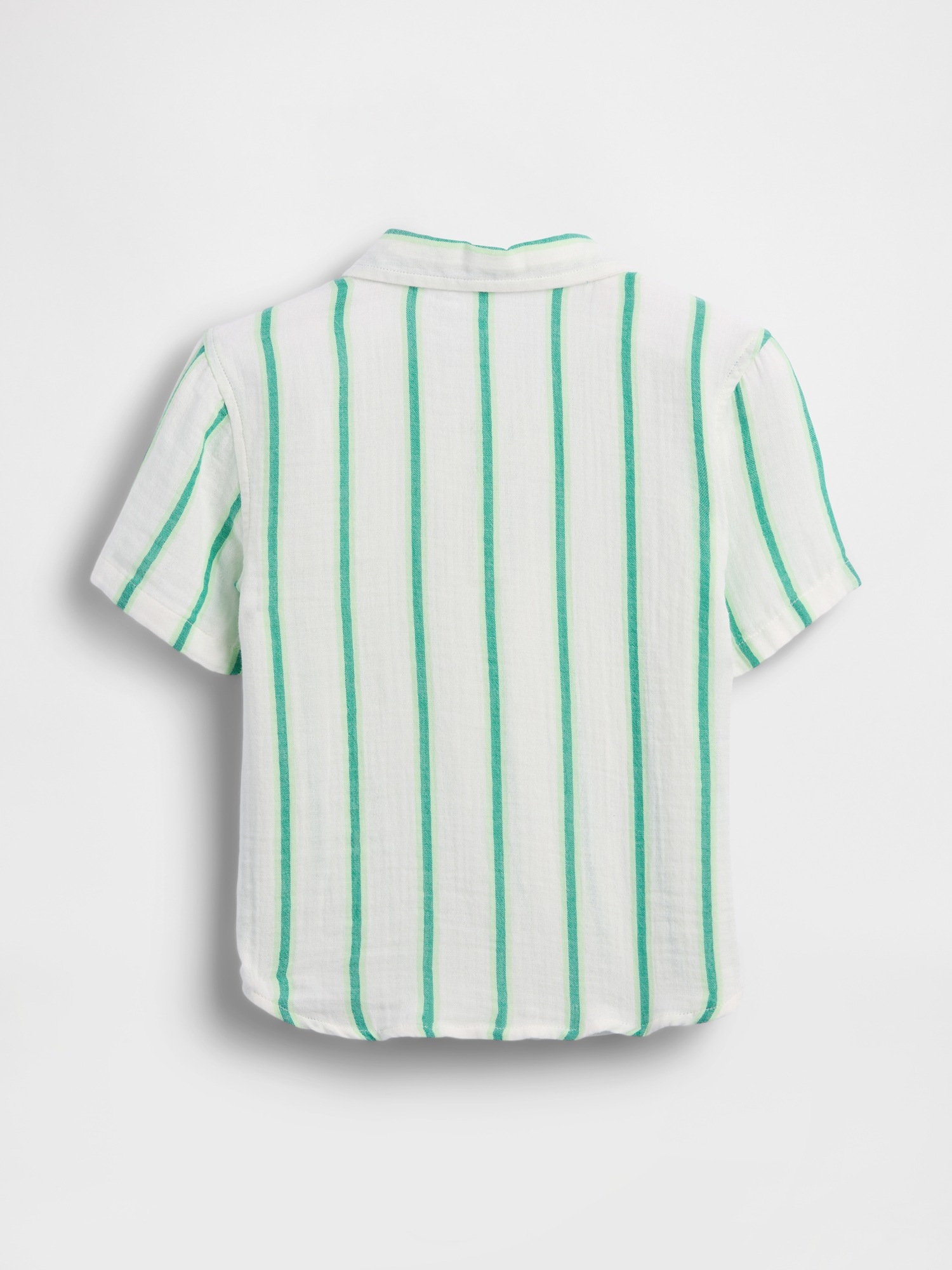 Поло Gap Cotton Gauze Print Polo Shirt для малышей, цвет: Зелёный полосатый — фото 3