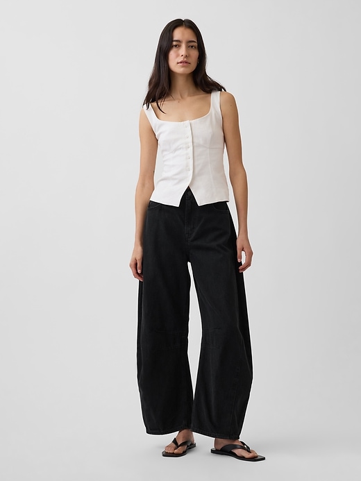 Image number 2 showing, Linen-Blend Corset Vest Top