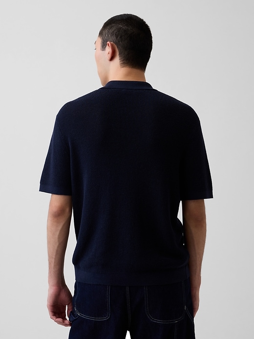 Image number 3 showing, Linen-Blend Camp Polo Sweater Shirt