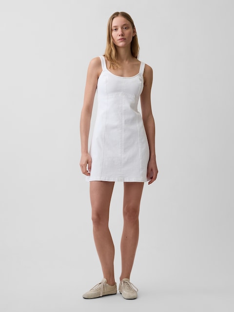 Denim Paneled Mini Dress