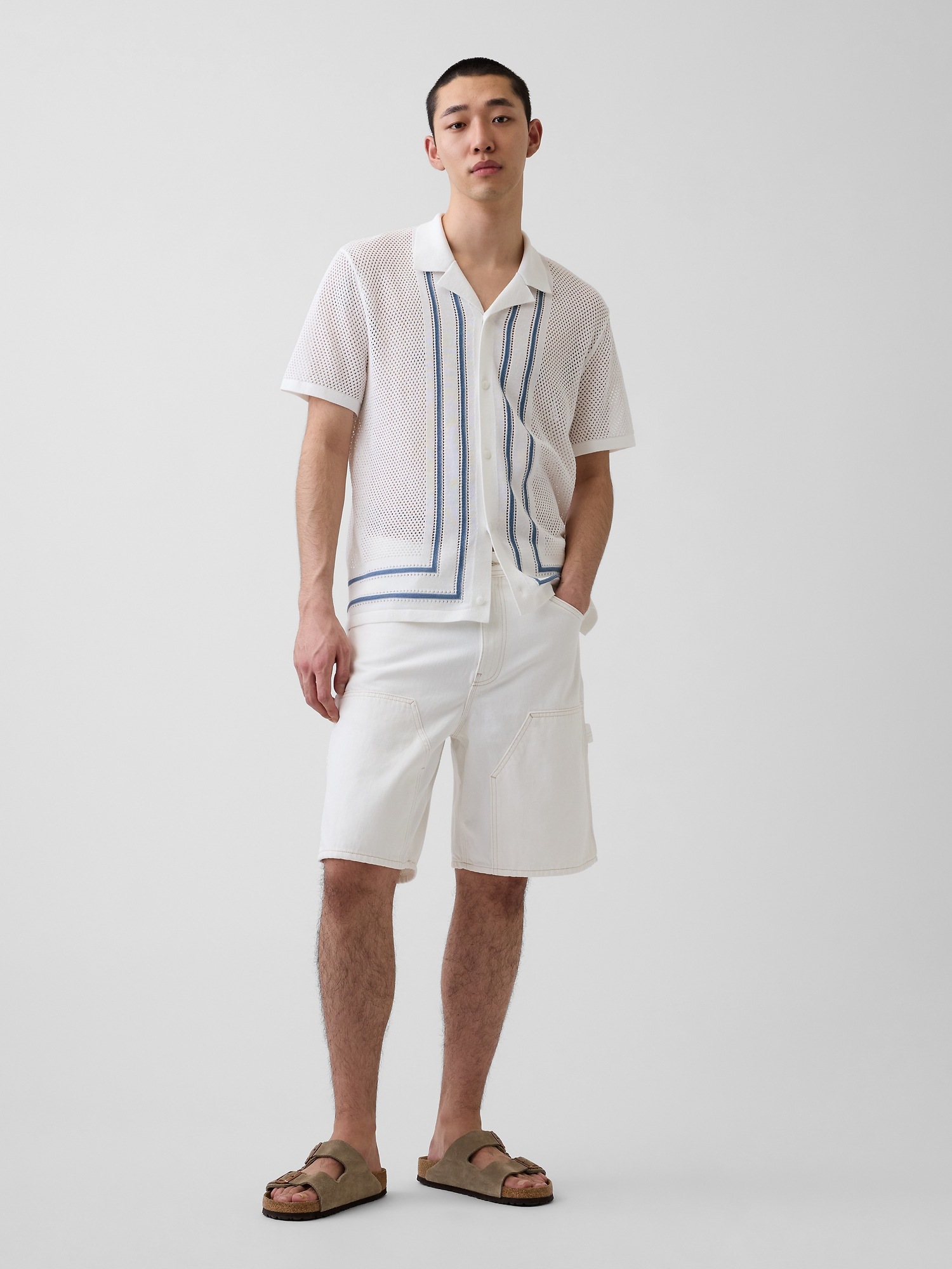 Мужские свитеры Gap Stripe Camp Collar Sweater Shirt — фото 2