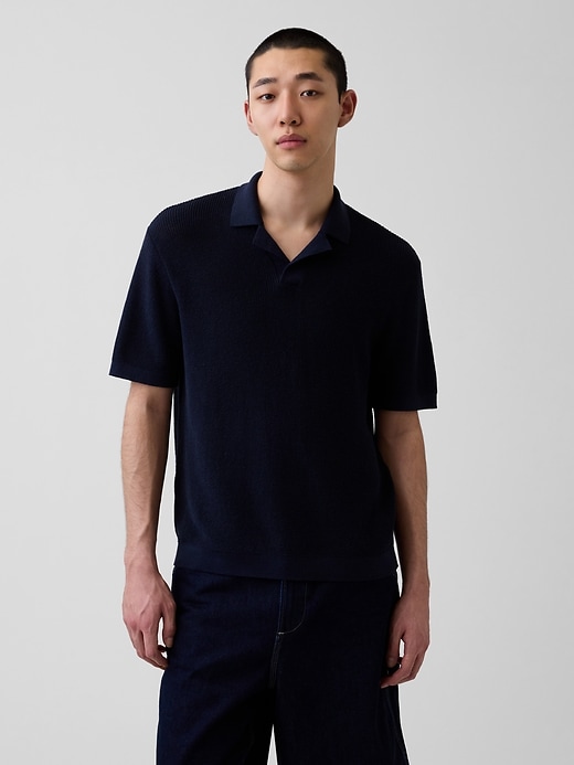 Image number 1 showing, Linen-Blend Camp Polo Sweater Shirt
