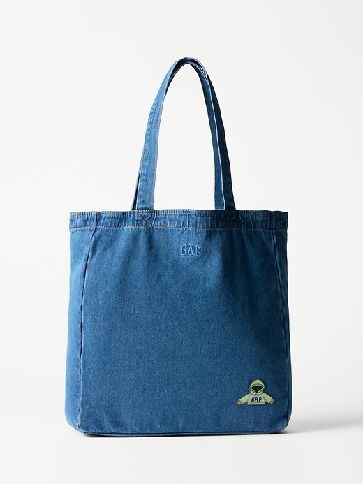 Image number 1 showing, Gap Denim Tote Bag With Exclusive Hoodie Patch