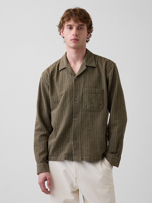 Мужские рубашки Gap Dobby Stripe Relaxed Straight-Hem Shirt — фото 2