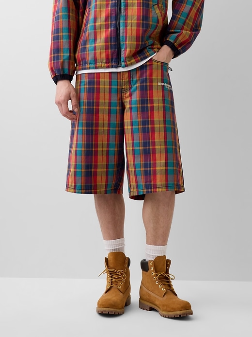 Image number 2 showing, Gap × Awake NY Plaid Canvas Baggy Shorts