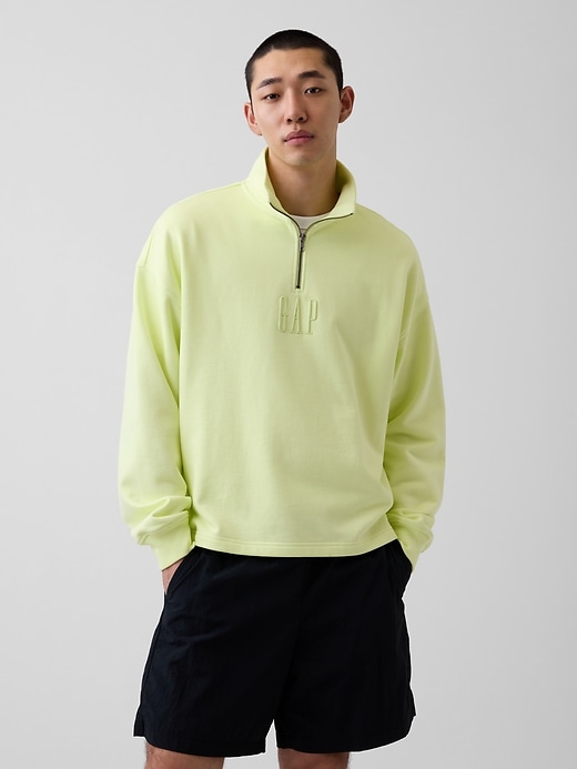 Image number 1 showing, Heavyweight Oversized Logo Quarter-Zip Pullover