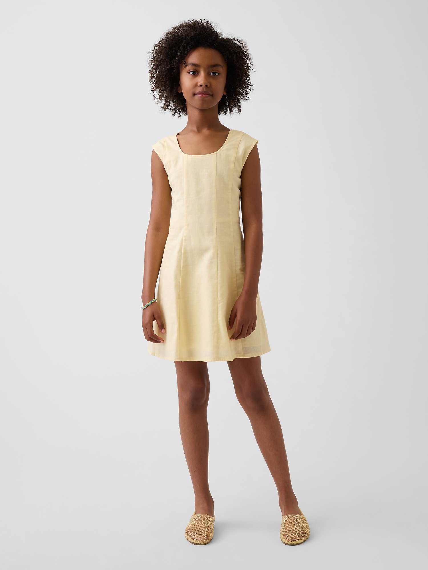Kids Linen-Cotton Scoop Neck Dress