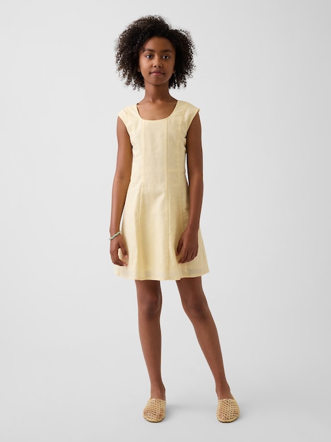 Kids Linen-Cotton Scoop Neck Dress