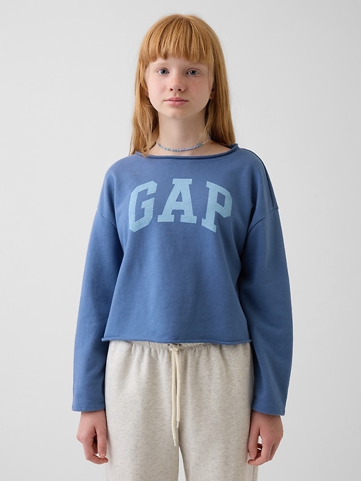 Image number 1 showing, Kids French Terry Wide-Neck Logo Sweatshirt