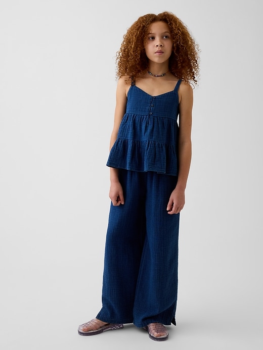 Image number 1 showing, Kids Cotton Gauze Relaxed Wide-Leg Pants