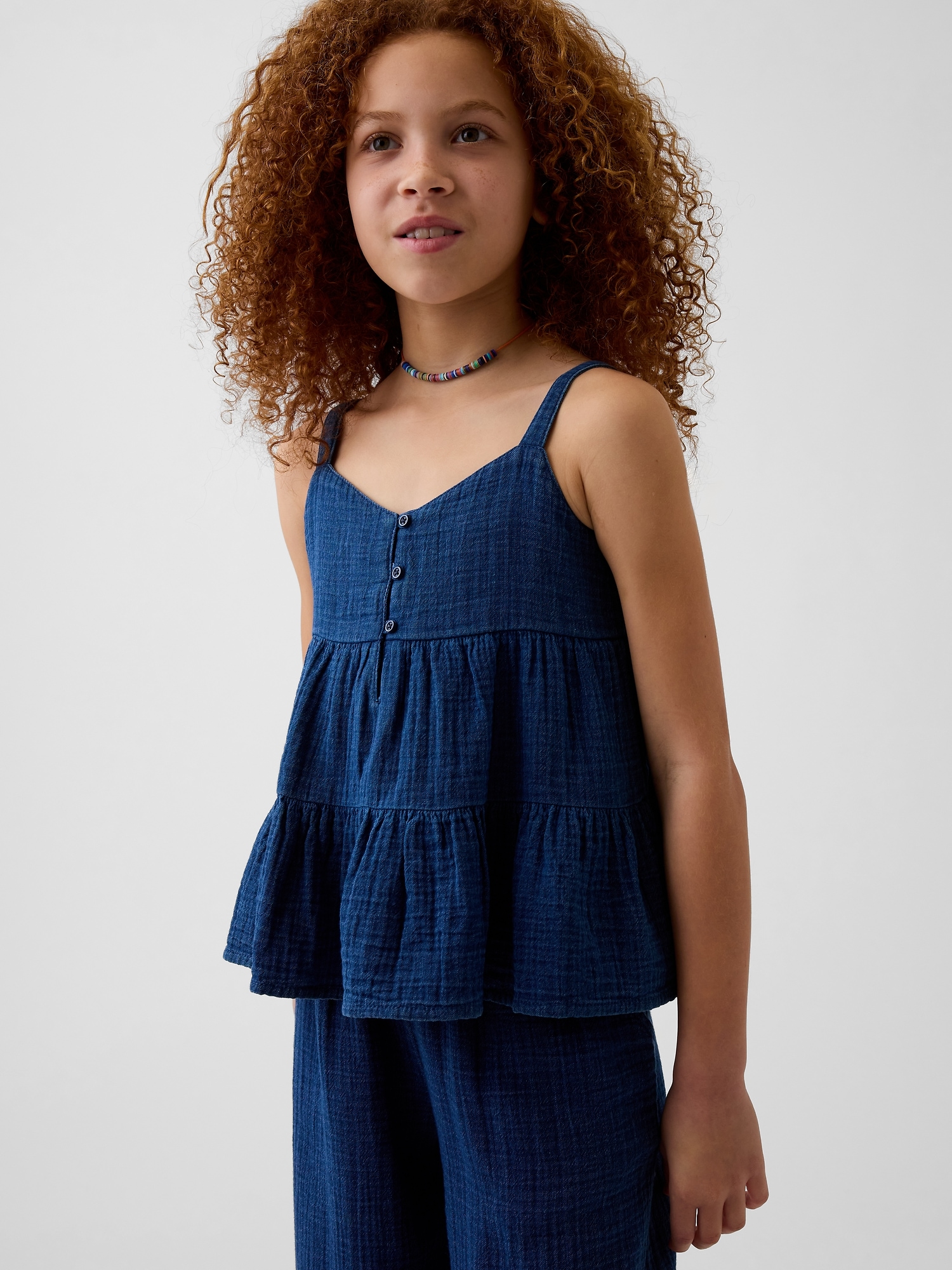 Kids Cotton Gauze Tiered Tank Top