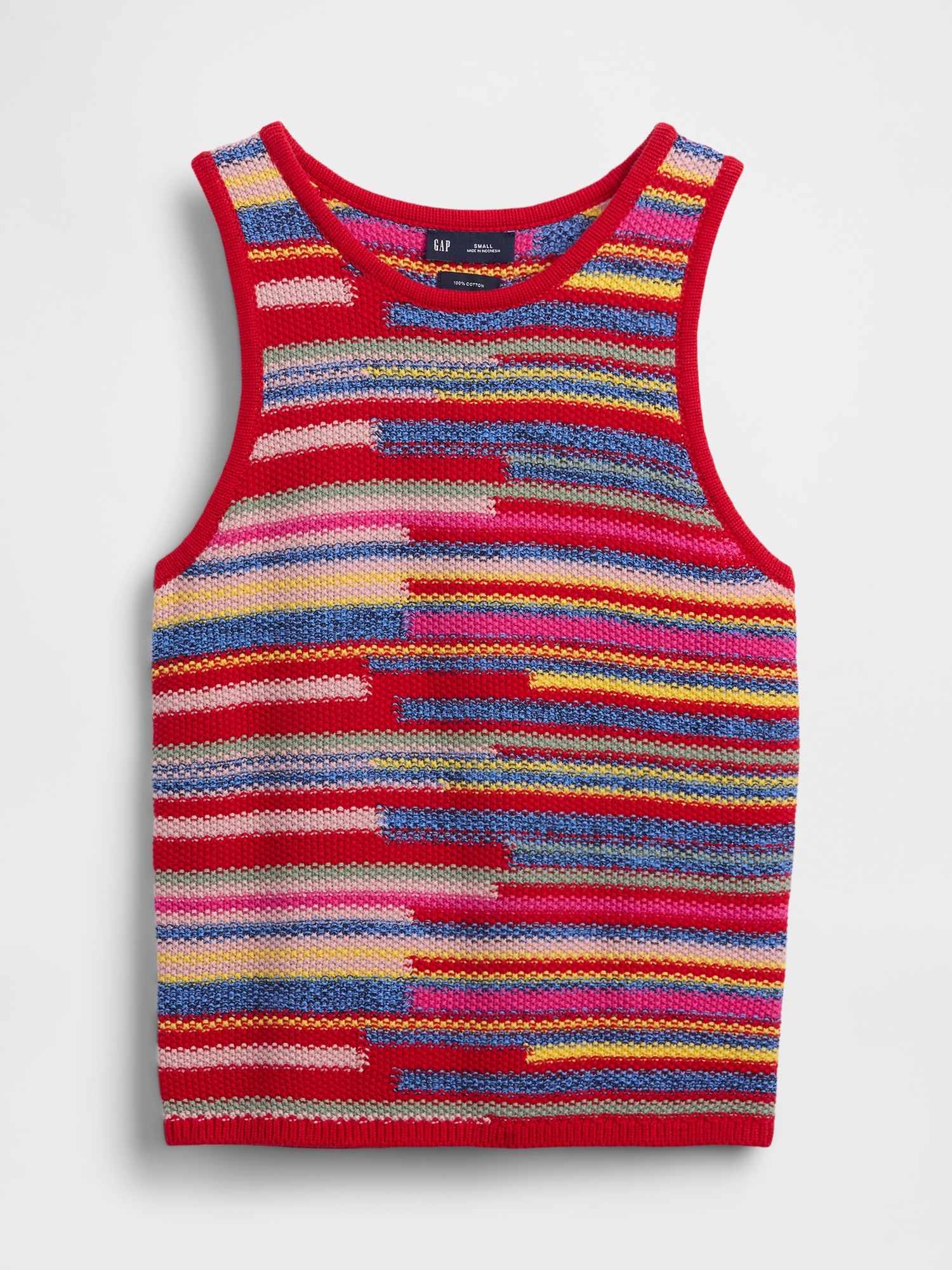 Женский свитер Gap 100% Cotton Stripe Crop Sweater Tank, цвет: Разноцветный полосатый — фото 4