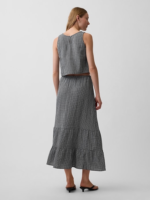 Image number 2 showing, High Rise Cotton Gauze Easy Tiered Maxi Skirt