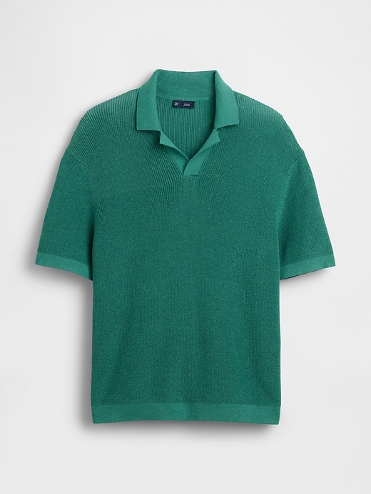 Image number 5 showing, Linen-Blend Camp Polo Sweater Shirt