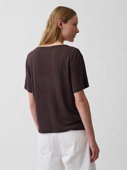 Image number 3 showing, Linen-Blend Relaxed V-Neck T-Shirt