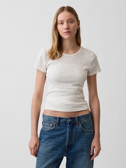 Image number 1 showing, Pointelle Crewneck T-Shirt