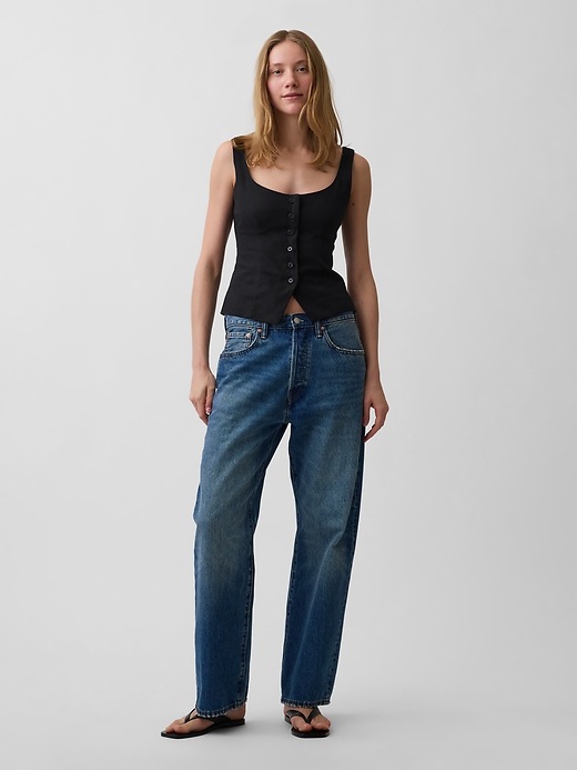 Image number 2 showing, Linen-Blend Corset Vest Top