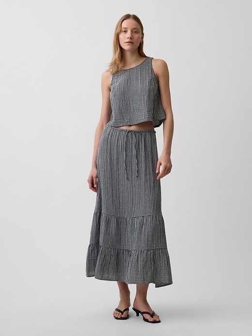 High Rise Cotton Gauze Easy Tiered Maxi Skirt