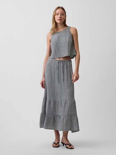 Cotton Gauze Tiered Easy Maxi Skirt