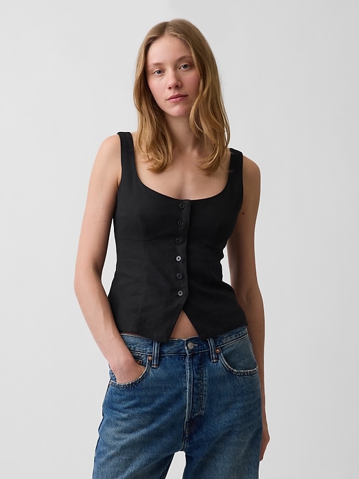 Linen-Blend Corset Vest Top from GAP - $69.95