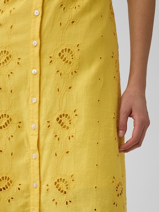 Image number 6 showing, Linen-Blend Embroidered Button-Front Cami Maxi Dress