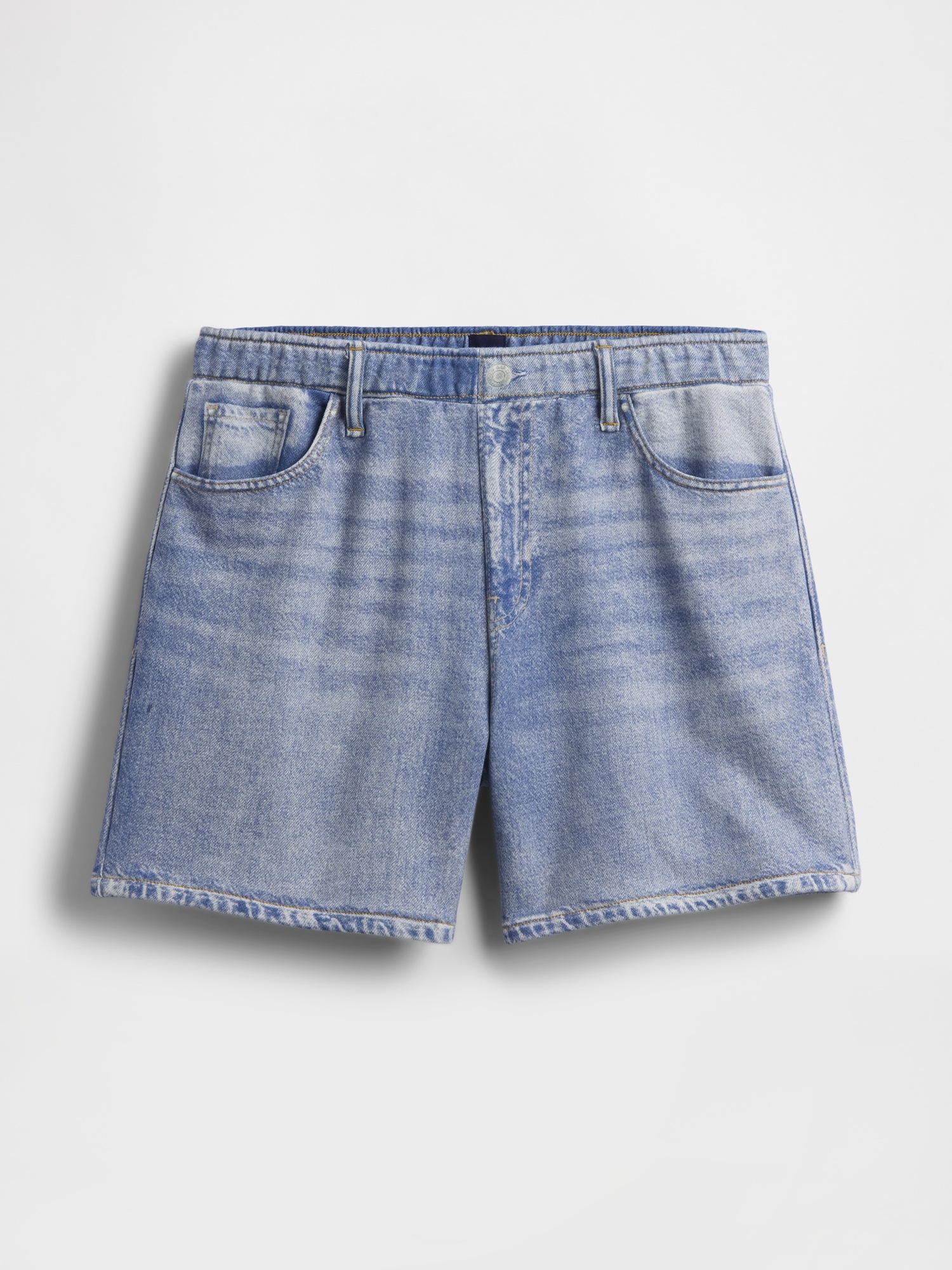 Женские шорты Gap 5" Mid Rise Printed Knit Denim Easy, цвет: Светлый индиго — фото 6