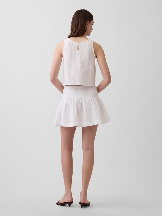 Image number 2 showing, Cotton Gauze Smocked Waist Mini Skort