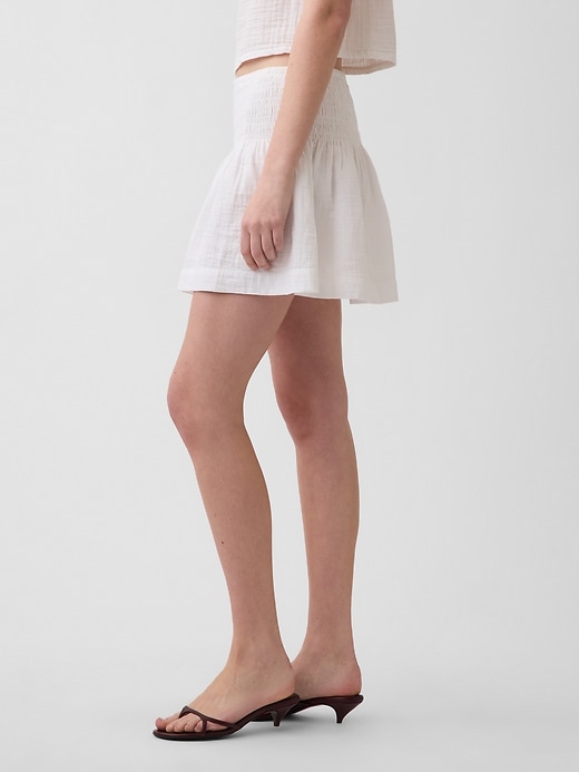 Image number 3 showing, Cotton Gauze Smocked Waist Mini Skort