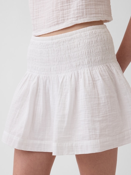 Image number 4 showing, Cotton Gauze Smocked Waist Mini Skort