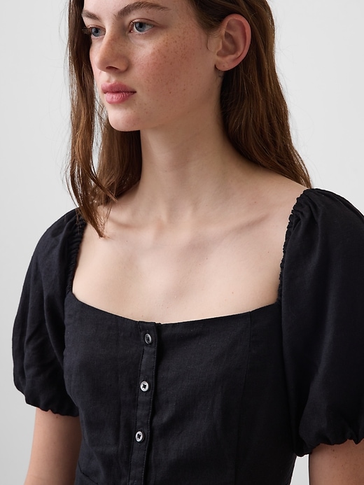 Image number 4 showing, Linen-Blend Empire Waist Maxi Dress