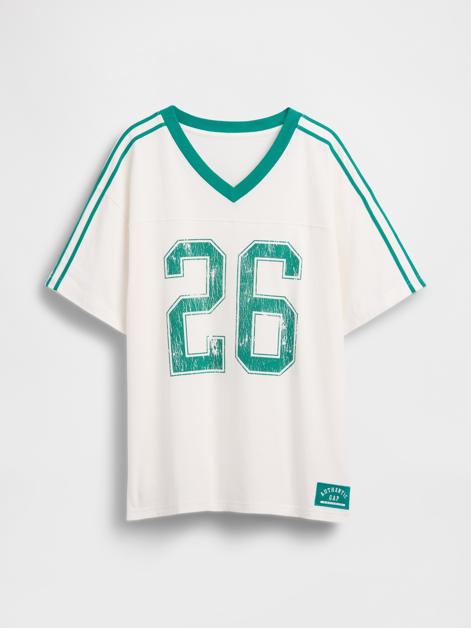 Женская футболка Gap Oversized Varsity Logo, цвет: Молочный белый — фото 5