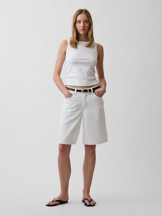 Image number 1 showing, 11" Mid Rise Longline Denim Shorts