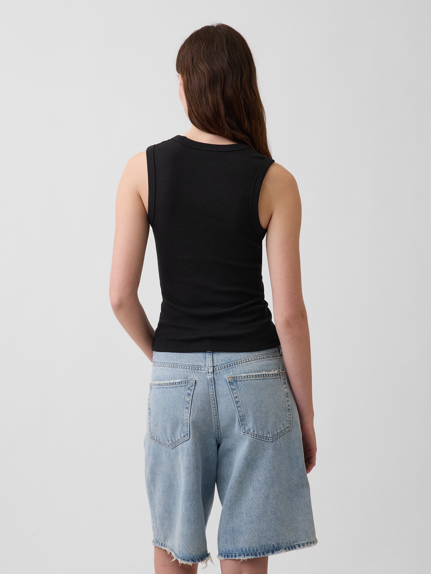 Женский топ Gap Modern V-Neck Tank Top, цвет: Чёрный — фото 3