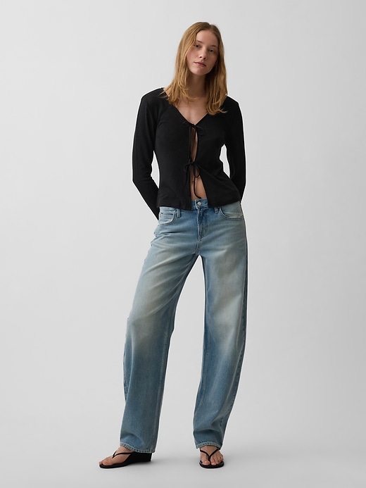 Image number 2 showing, Linen-Blend Tie-Front Cardigan