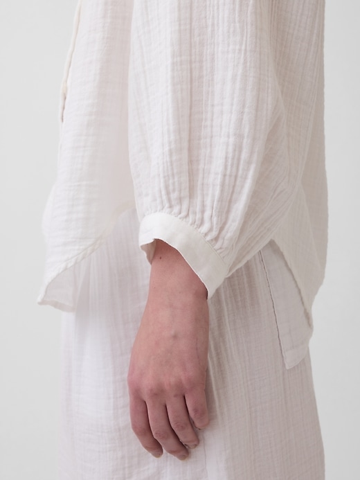 Image number 4 showing, Cotton Gauze Oversized Collarless Shirt