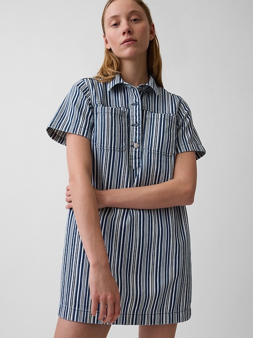 Image number 4 showing, Denim Stripe Popover Mini Dress