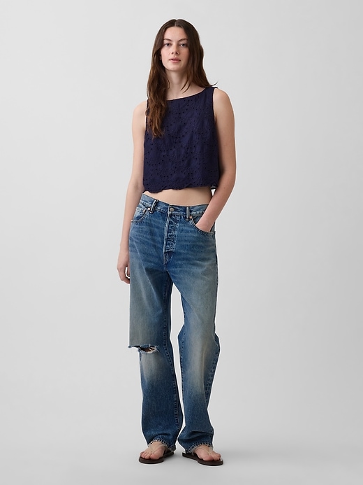 Image number 2 showing, Eyelet Crop Shell Tank Top
