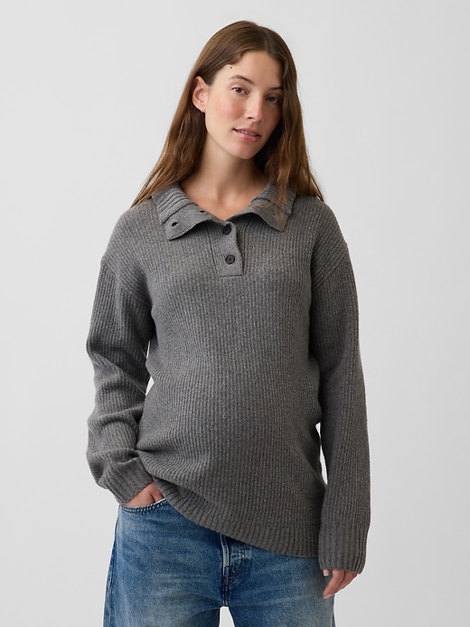 Image number 1 showing, Maternity CashSoft Mockneck Sweater