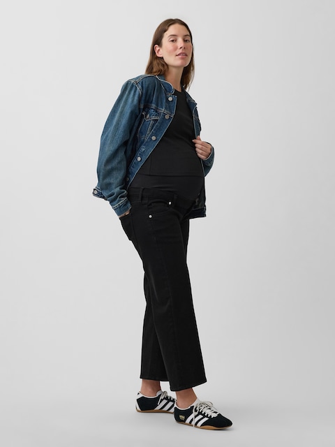 Maternity Full-Panel Stride Wide-Leg Ankle Jeans