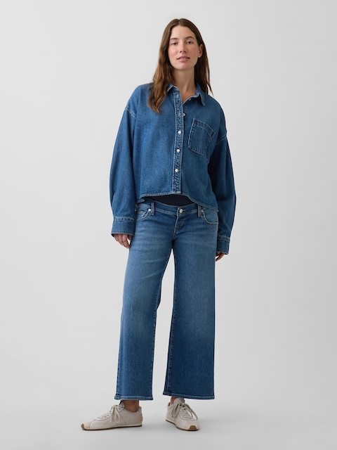 Maternity Full-Panel Stride Wide-Leg Ankle Jeans