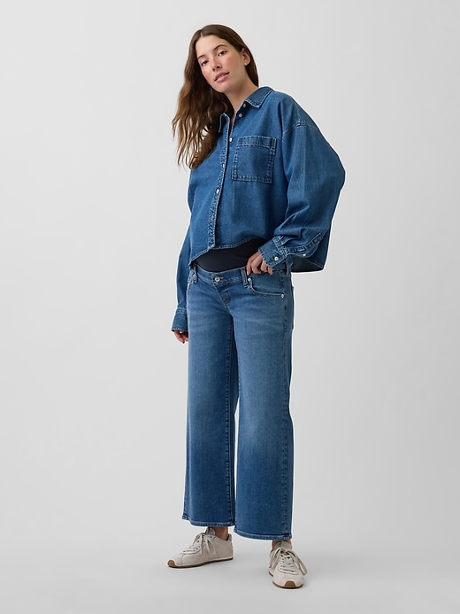 Image number 3 showing, Maternity Full Panel Wide-Leg Jeans