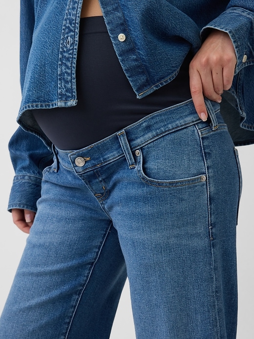Image number 4 showing, Maternity Full Panel Wide-Leg Jeans