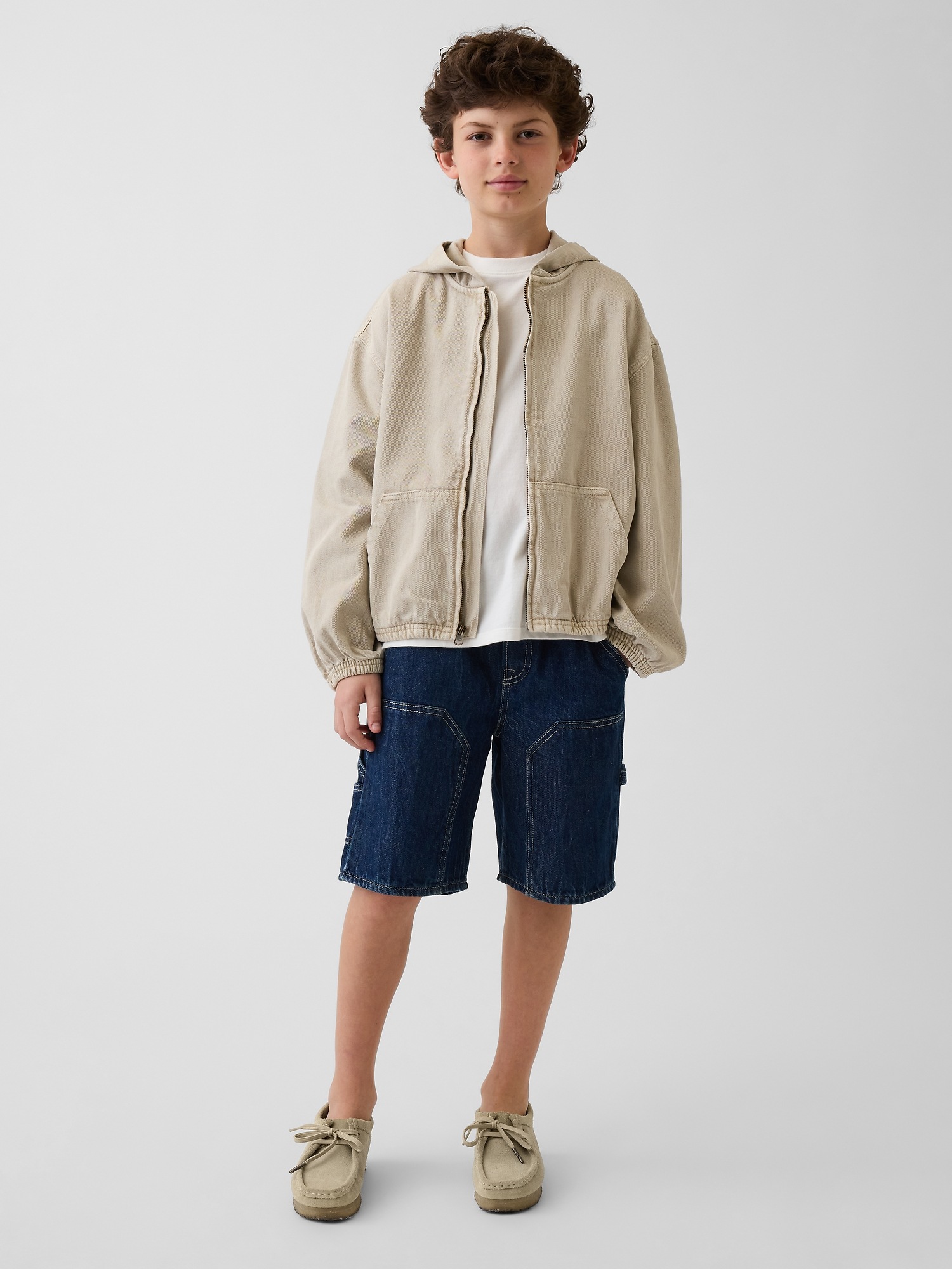 Детская куртка Gap Denim Relaxed Hooded, цвет: Bedrock — фото 4